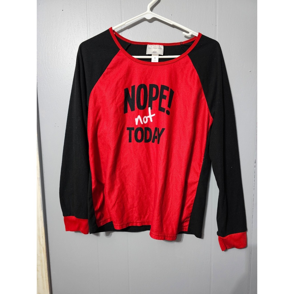 PJs + Pancakes Red Black Buffalo Plaid Fleece Pajama Set Top Pants M